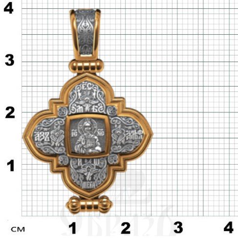 крест мощевик архангел михаил, серебро 925 проба с золочением (арт. 05.078)