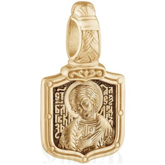 образок «святой благоверный великий князь александр невский. молитва», золото 585 проба желтое (арт. 202.708)