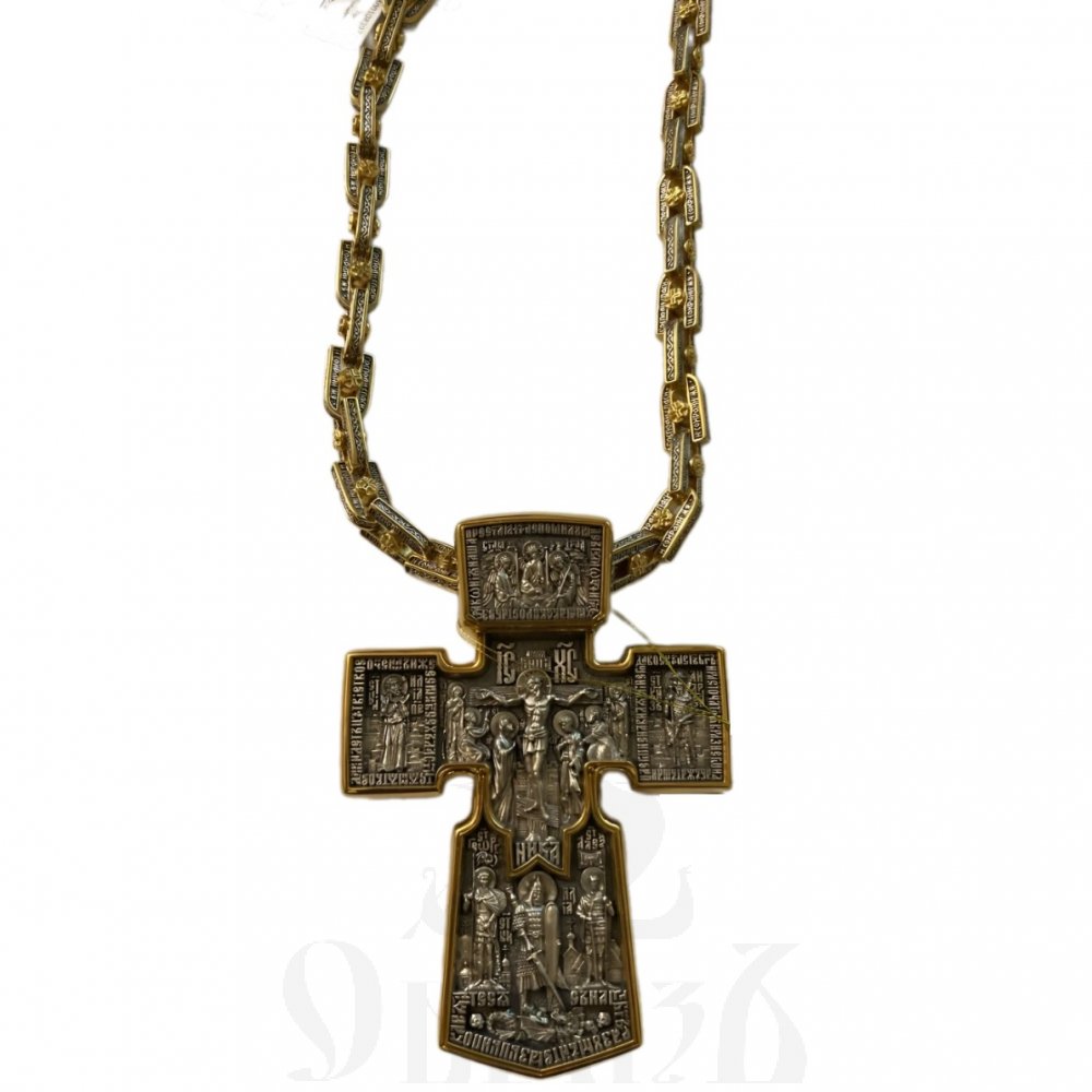 крест «богатырский крест», серебро 925 проба с золочением (арт. 101.888-п)