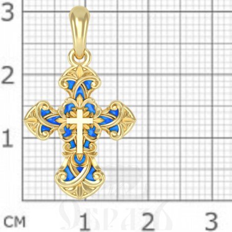 крест с молитвой «спаси и сохрани», серебро 925 проба с золочением и витражной эмалью (арт. 19.021)